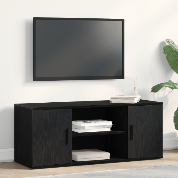 Cabinet de TV  Negro Roble 100x35x40 cm Madera Fabricada D