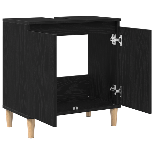 Mueble de lavabo Negro Roble 58x33x60 cm Madera elaborada M 5