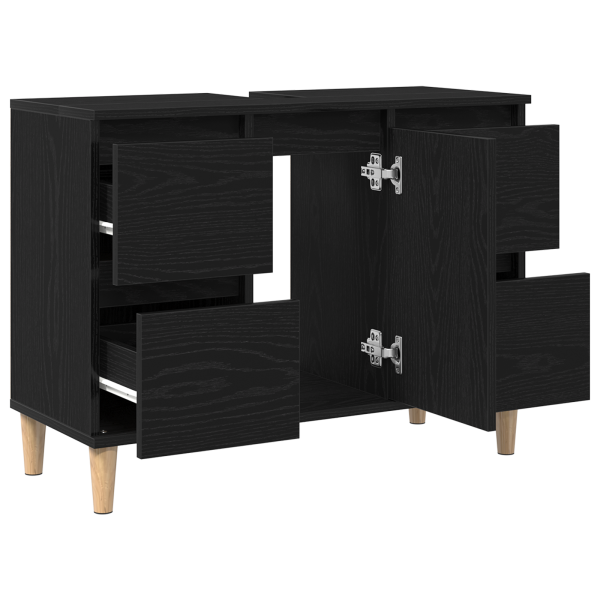 Gabinete de Lavabo Negro Roble 80x33x60 cm Madera Elaborada M 5