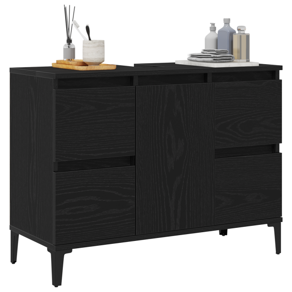 Gabinete para lavabo de baño  negro roble 80x33x60 cm de madera M 3