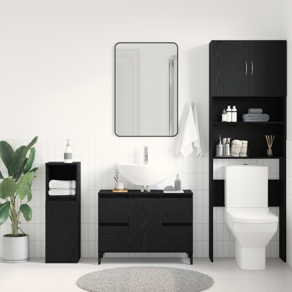 Gabinete para lavabo de baño  negro roble 80x33x60 cm de madera M 4