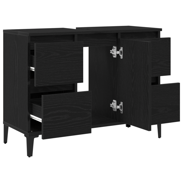 Gabinete para lavabo de baño  negro roble 80x33x60 cm de madera M 5