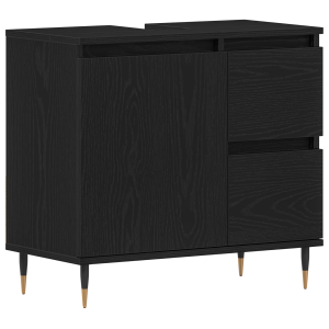 Cabinet de lavabo  Negro Roble 65x33x60 cm Madera elaborada H