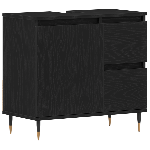 Cabinet de lavabo  Negro Roble 65x33x60 cm Madera elaborada M 2