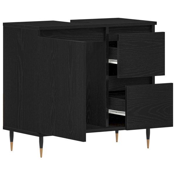 Cabinet de lavabo  Negro Roble 65x33x60 cm Madera elaborada M 5