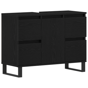 mueble de baño  lavabo negro roble 80x33x60 cm madera elaborada H
