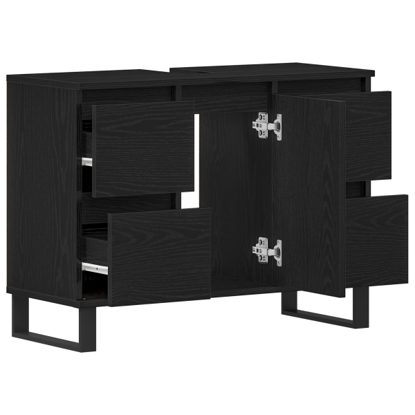 mueble de baño  lavabo negro roble 80x33x60 cm madera elaborada M 5