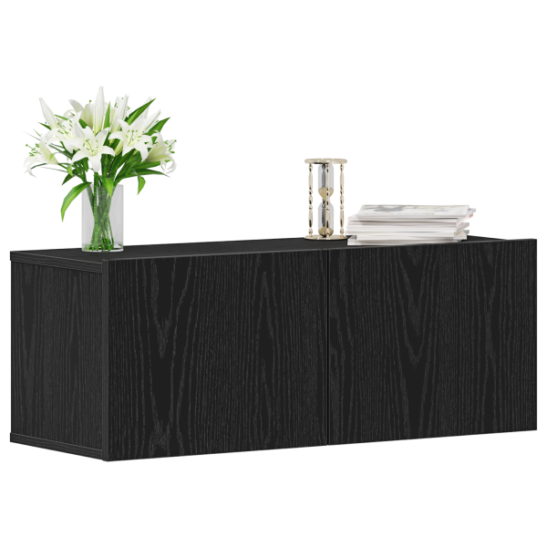 Armarios de Pared para TV  (Juego de 2) - Roble Negro. 80x30x30 cm. Hecho de Madera Elaborada M 3