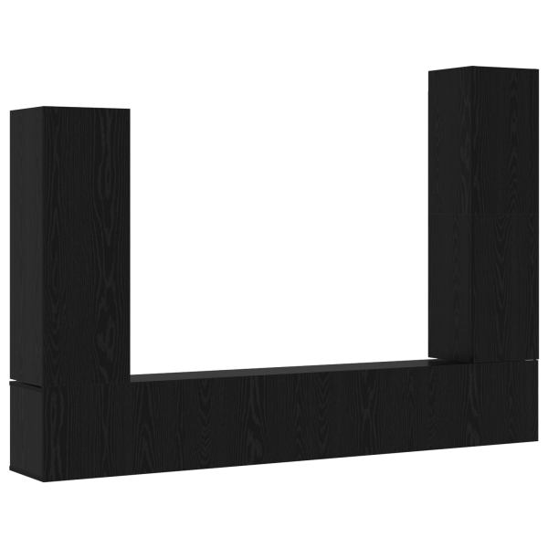 Conjunto de Armário para TV de 4 Peças Montado na Parede - Preto Carvalho. Madeira M 2