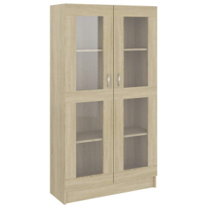 Vitrina de madera contrachapada color roble 82.5x30.5x150 cm H