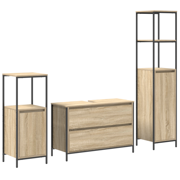 Conjunto de Muebles de Baño de 3 Piezas de  en Madera Engineered de Roble Sonoma M 2