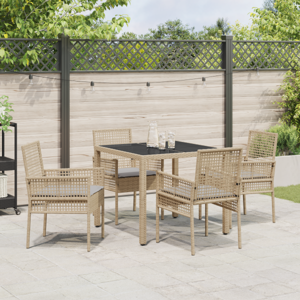 Conjunto de Jantar para Jardim 5 pcs Bege 90 x 90 x 75 cm M 4