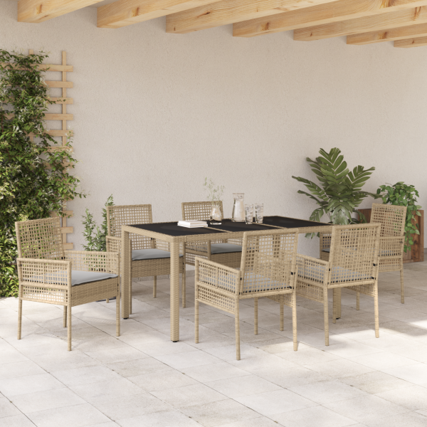 Conjunto de Jantar para Jardim 7 pcs Bege 150 x 90 x 75 cm M 4