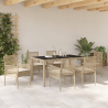 Conjunto de Comedor de Jardín de 7 Piezas con Cojines Beige de Polirratán 1