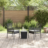 Conjunto de Bistro de Jardim 3 Peças com Almofadas Preto Rattan Sintético 4