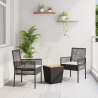 Conjunto de Bistro de Jardim VidaXL com 3 Peças e Almofadas Preto em Rattan 1