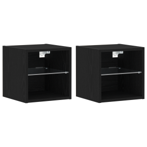 Armário para TV LED 2 pcs Carvalho Preto 30x28.5x30 cm Madeira Técnica H