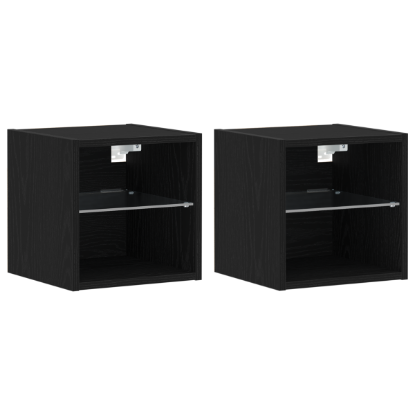 Mueble de TV LED 2 piezas Roble Negro 30x28.5x30 cm Madera Ingenierizada M 2