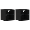 Mueble de TV LED 2 piezas Roble Negro 30x28.5x30 cm Madera Ingenierizada 2