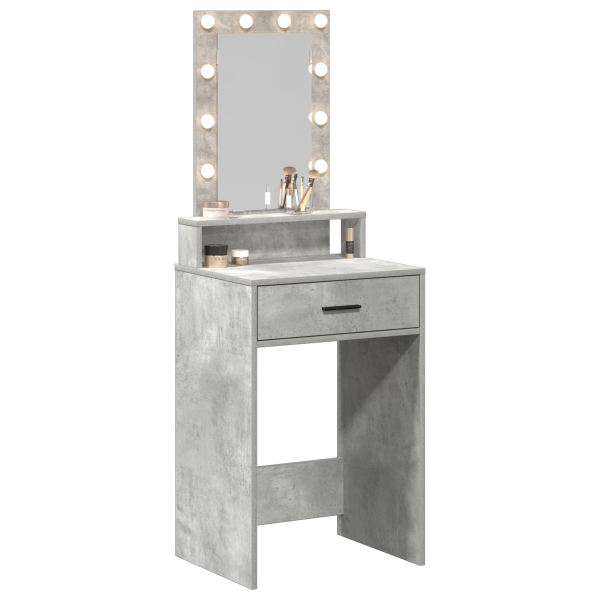 Mesa de Maquillaje  con Luces LED Gris Concreto 50x41x140 cm M 3
