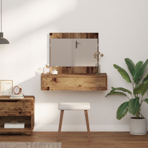 Mesa de Maquiagem de Parede Madeira Antiga 83x40x70 cm M 4