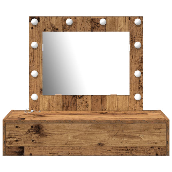 Mesita de tocador colgante  con luces LED de madera envejecida M 5