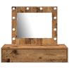 Mesita de tocador colgante  con luces LED de madera envejecida 5