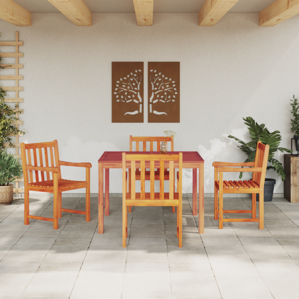 Juego de Comedor para Jardín de 5 Piezas de Madera Maciza de Acacia M 4