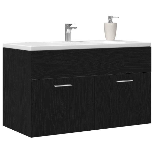 Gabinete de lavabo para baño  negro roble 80x38.5x46 cm de madera M 3