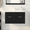 Gabinete de lavabo para baño  negro roble 80x38.5x46 cm de madera 4