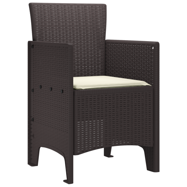 Silla de Jardín Set de 4 Marrón con cojín crema M 4