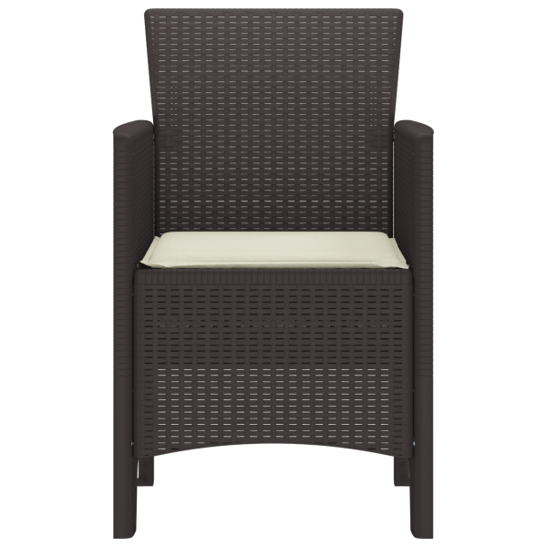 Silla de Jardín Set de 4 Marrón con cojín crema M 5