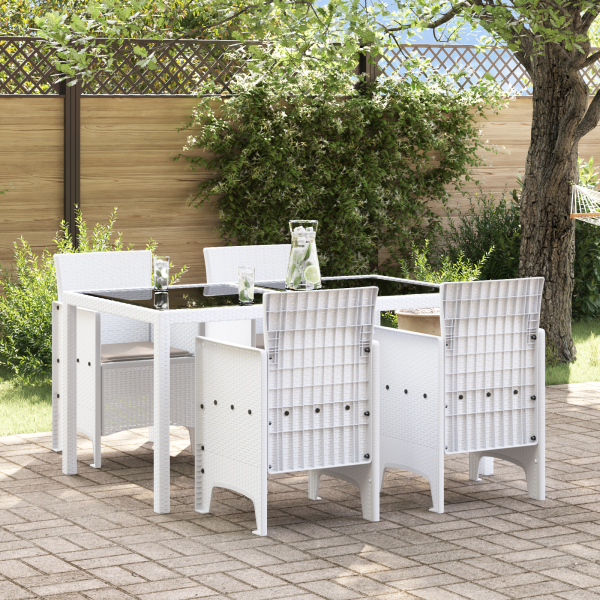 Silla de Jardín  Set de 4 Blanco con cojines taupe D