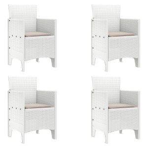 Silla de Jardín  Set de 4 Blanco con cojines taupe H