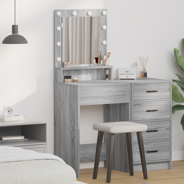 Mesa de tocador  con luces LED en Gris Sonoma - 50x41x135 cm D