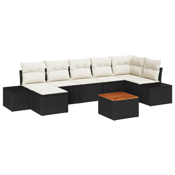 Conjunto de Sofá de Jardim 8 pcs Preto. branco M 2