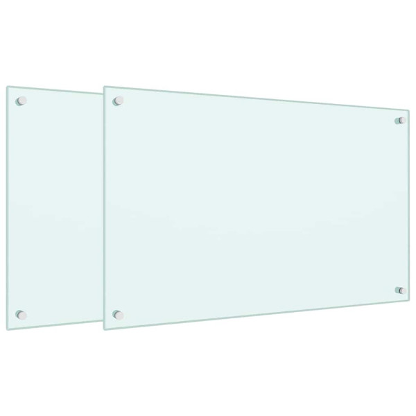 Salpicaderos de cocina 2 uds vidrio templado blanco 80x50 cm D
