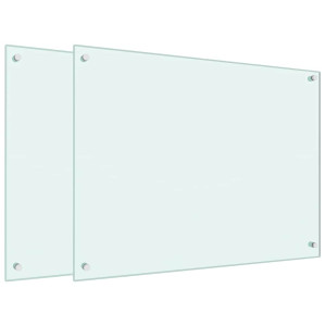 Salpicaderos de cocina 2 uds vidrio templado blanco 80x60 cm H