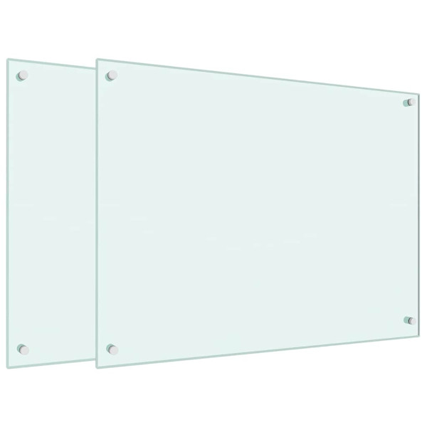 Salpicaderos de cocina 2 uds vidrio templado blanco 80x60 cm M 2