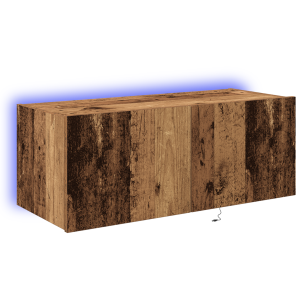 Cabinet de TV  con luces LED Madera antigua 80x35x31 cm H