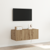 Mueble de TV  con luces LED Roble Artesanal 80x35x31 cm 1