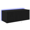 Gabinete de TV  con luces LED Negro Roble 80x35x31 cm 2