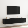 Gabinetes de pared para TV  con luces LED 2 piezas Roble Negro 80x35x31 cm 1