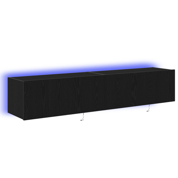 Gabinetes de pared para TV  con luces LED 2 piezas Roble Negro 80x35x31 cm M 2