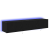 Gabinetes de pared para TV  con luces LED 2 piezas Roble Negro 80x35x31 cm 2