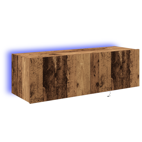 Cabinet de TV  com Luzes LED Madeira Velha 100x35x31 cm M 2