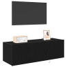 Cabinet de pared para TV  con luces LED Negro Roble 100x35x31 cm 3