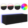 Cabinet de pared para TV  con luces LED Negro Roble 100x35x31 cm 4