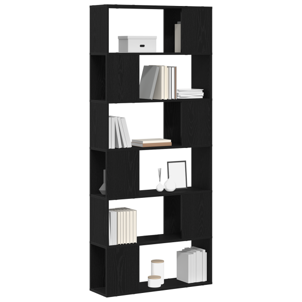 Estante de Livros  Carvalho Preto 80x24x186 cm Madeira Engenharia M 3