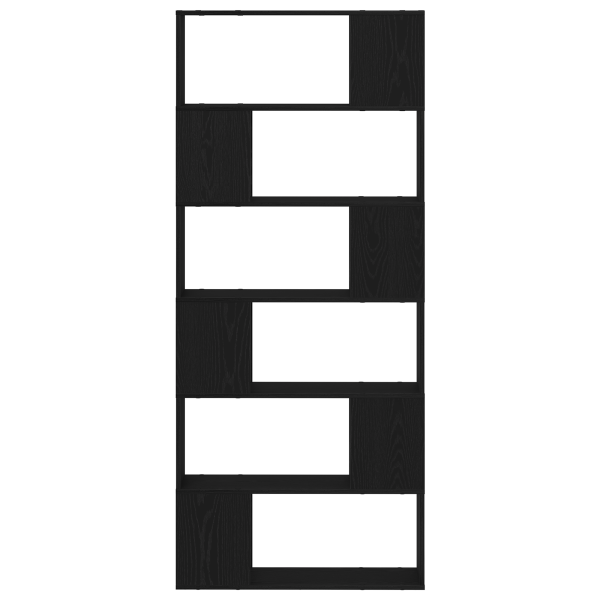 Estante de Livros  Carvalho Preto 80x24x186 cm Madeira Engenharia M 5